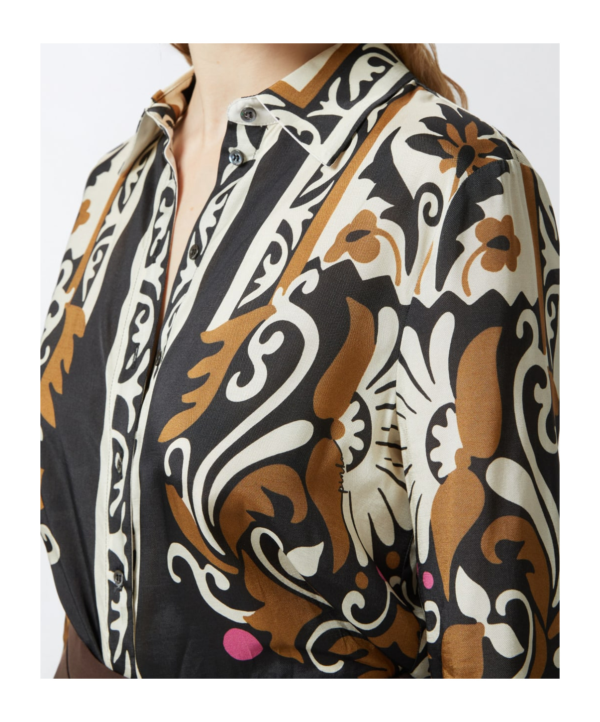 Pinko Shirt With Ornamental Floral Print In Black