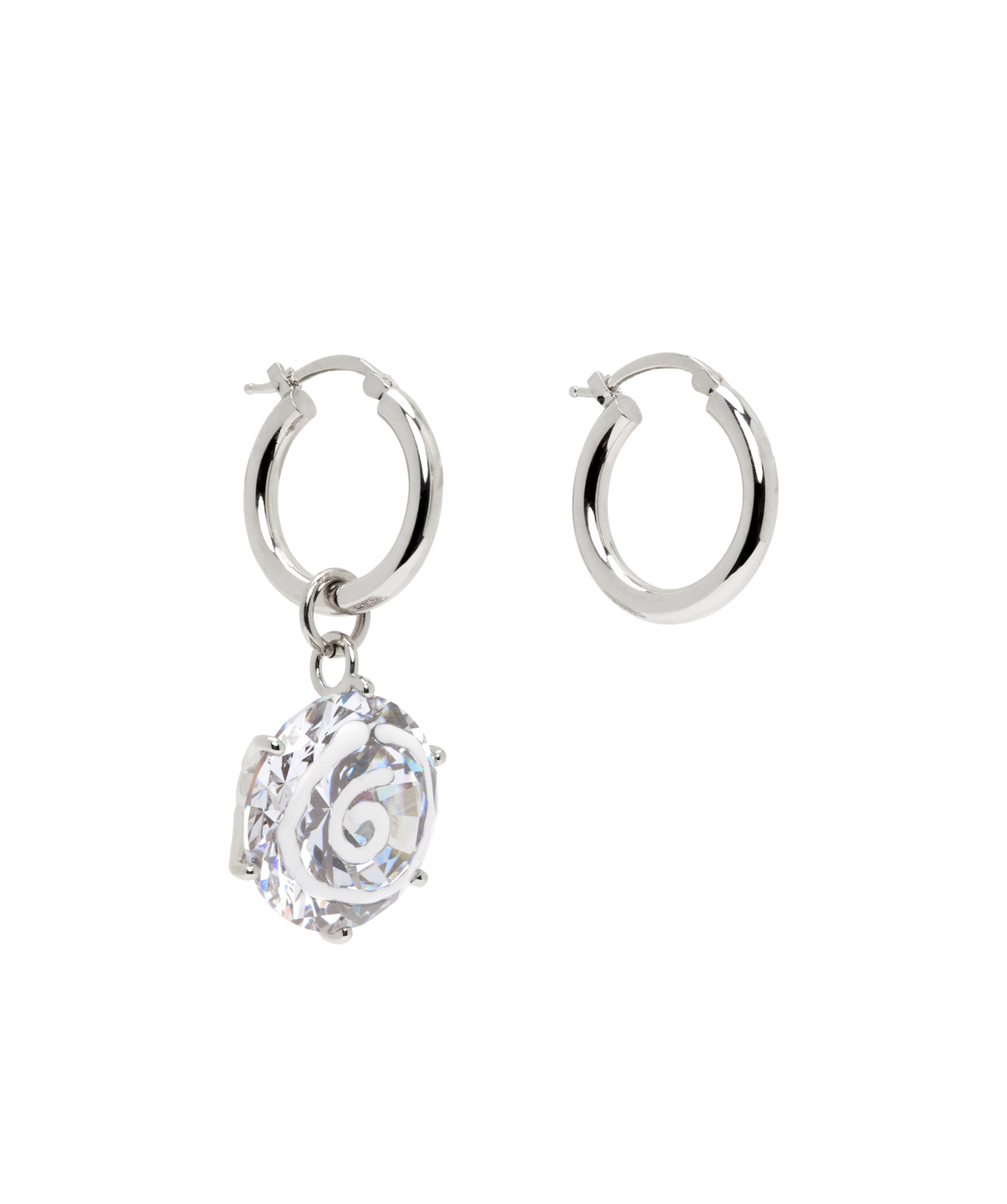 Mm6 Maison Margiela Pendant-embellished Hoop Earrings In Metallic