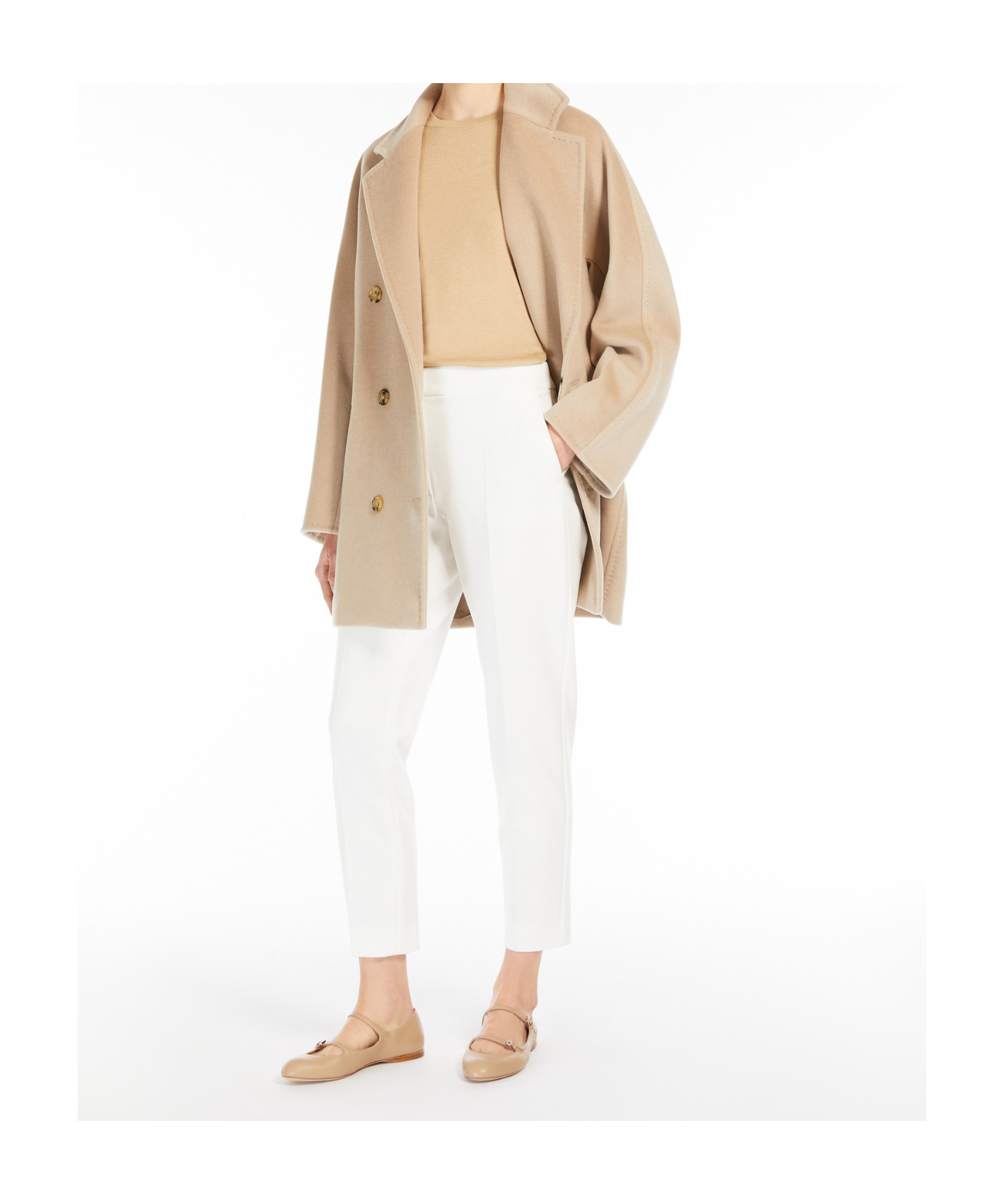 Max Mara Double-breasted Coat In Luxurious Wool-cashmere Blend In Gray