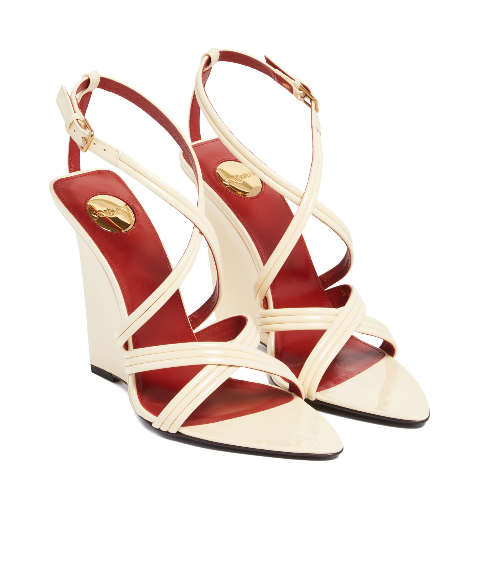 Saint Laurent Pointed High-heeled Sandals In White