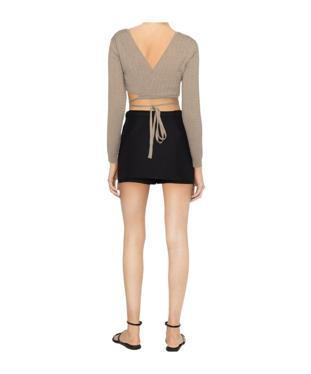 Patou Wrap Knit Top With Long Sleeves In Brown