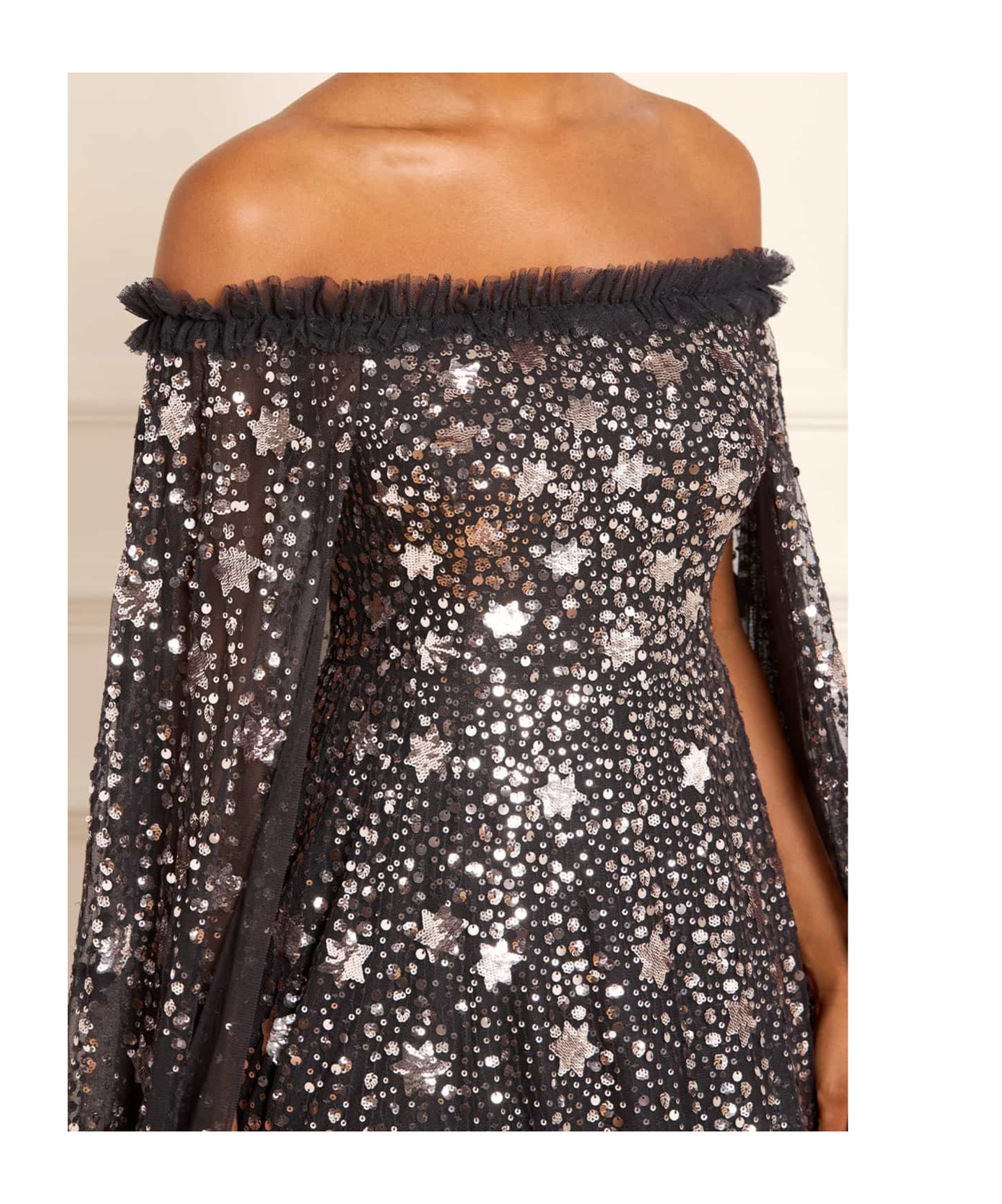 Needle & Thread Shooting Star Cape And Ankle Dress In Black