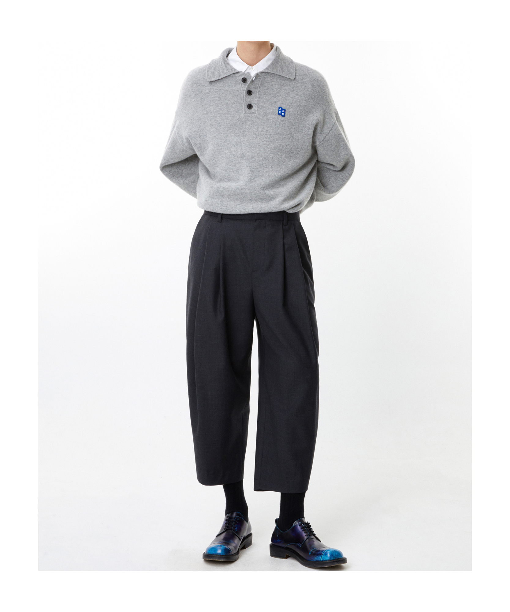 Shop Ader Error Significant Series Of Wool Casual Pants In Black