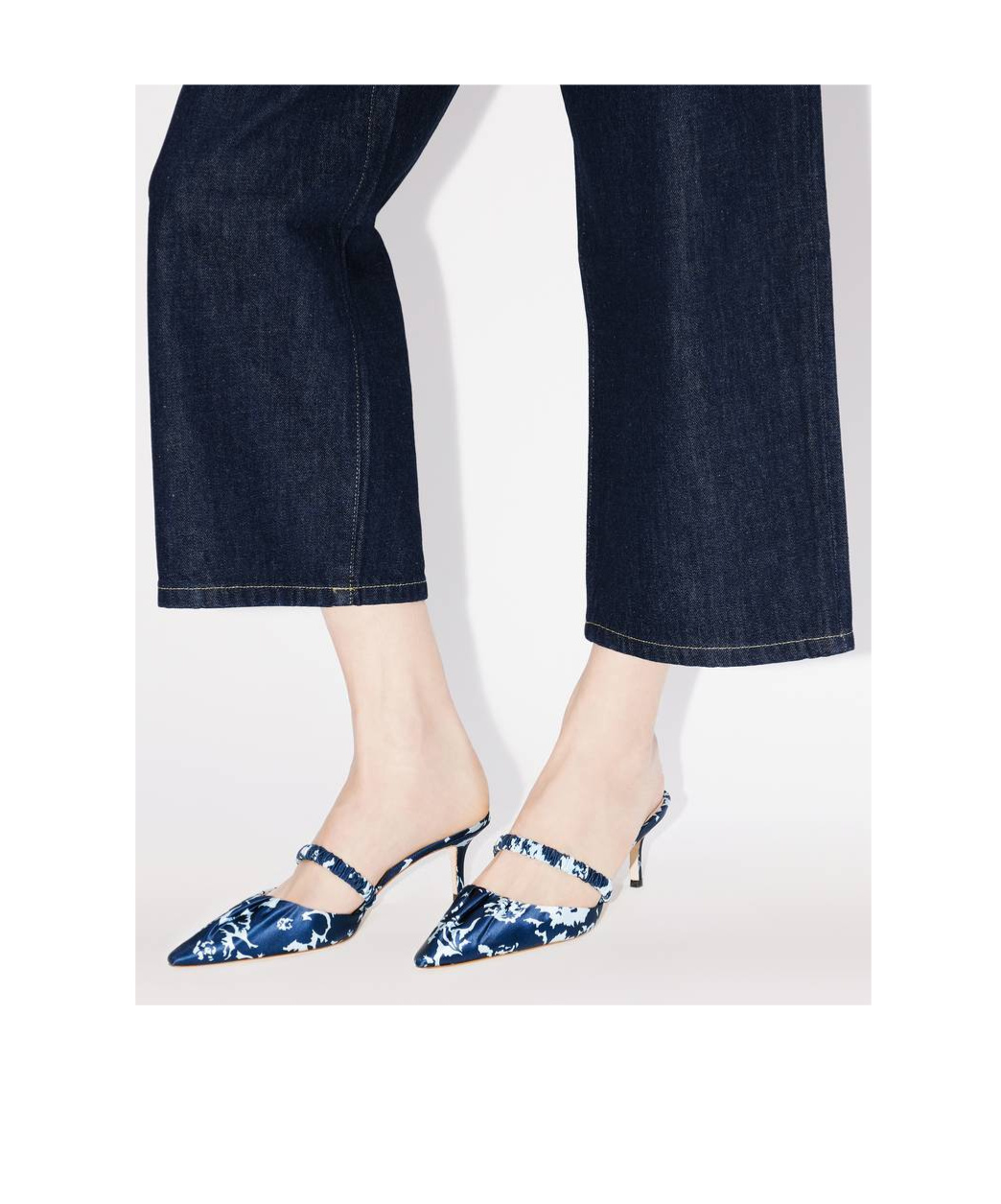 Kenzo Signature Flower Camo Print Kitten Heel Mules In Blue