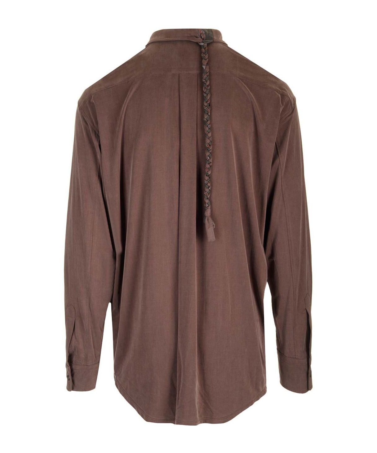 Magliano Stretch Cupro Liquid Shirt With Chest Pocket In Brown