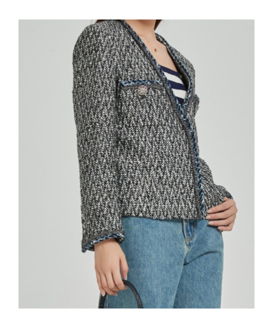 Marissa Chiara Tweed Casual Jacket In Gray