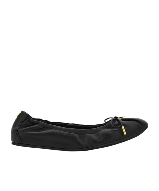 Ferragamo Elasticated Nappa Leather Ballet Flats In Black
