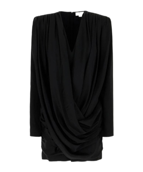 Stella Mccartney Long-sleeved Pleated Dress In Black
