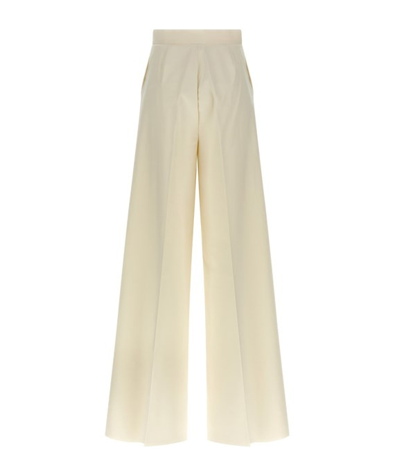 Max Mara Wide Leg High Waist Trousers With Pleated Front In Neutral
