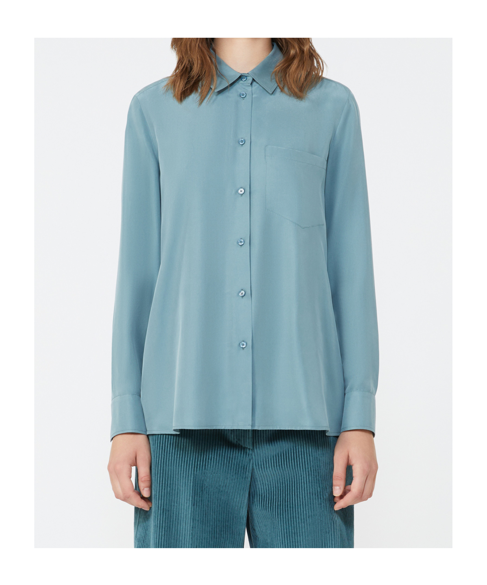 Weekend Max Mara Weekend 2 Pamir Washed Silk Shirt In Blue
