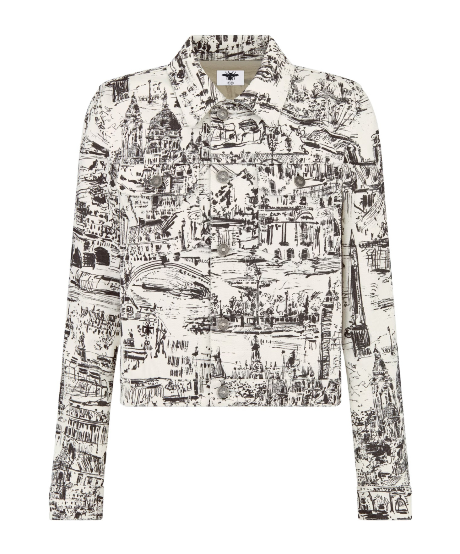 Dior Logo Embroidered Denim Coat In White