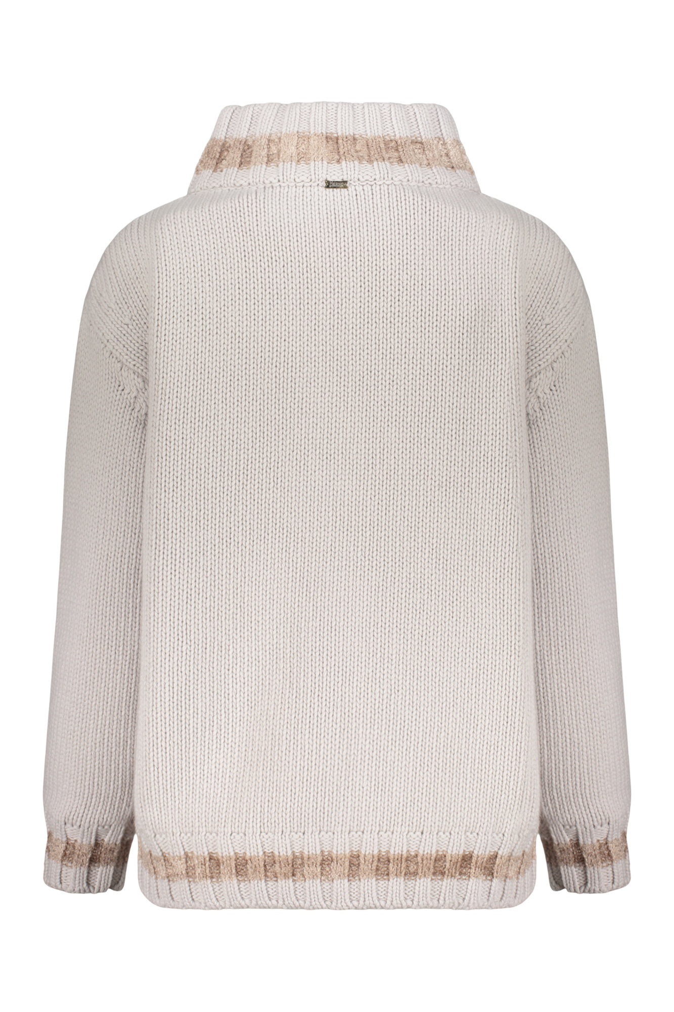 Herno Striped Wool Cardigan In Gray