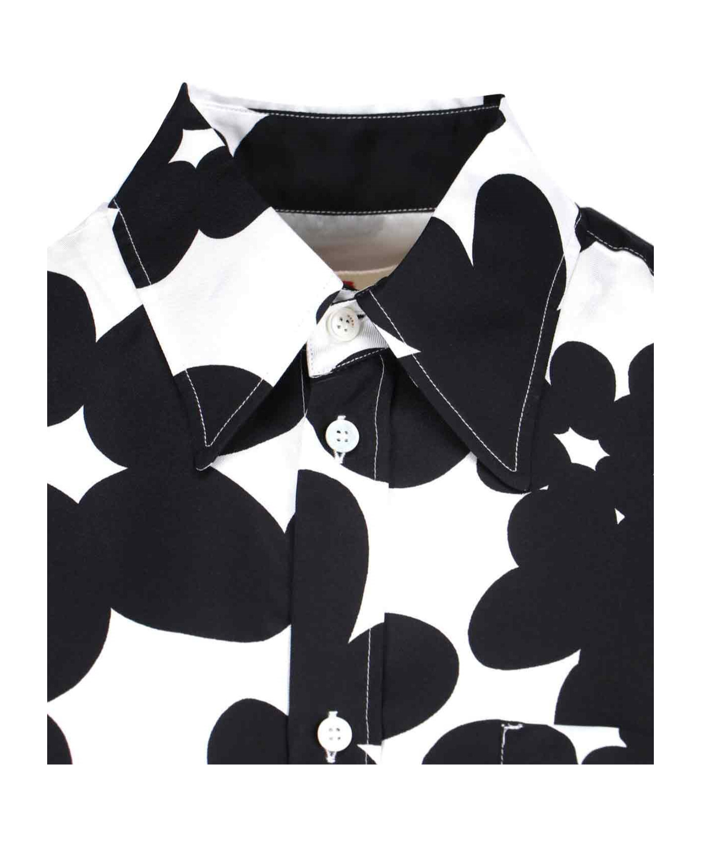 Marni Floral Pattern Black Silk Shirt In Black