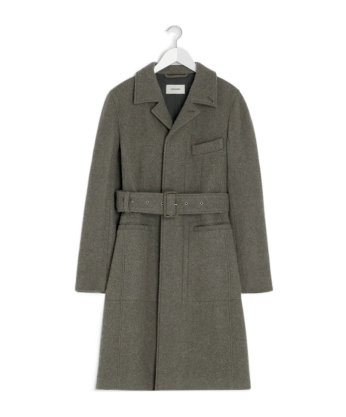 Lemaire Belted Tailored Coat In Green