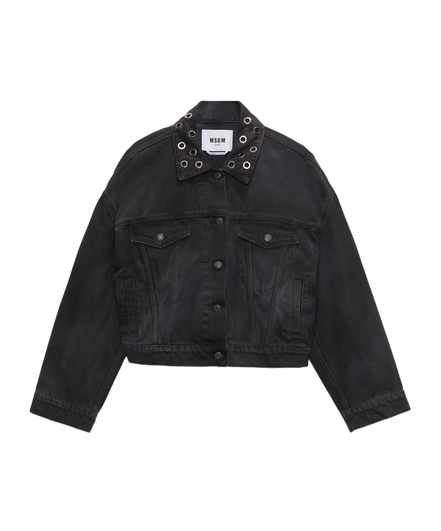 Msgm Light Wash Jacket In Black