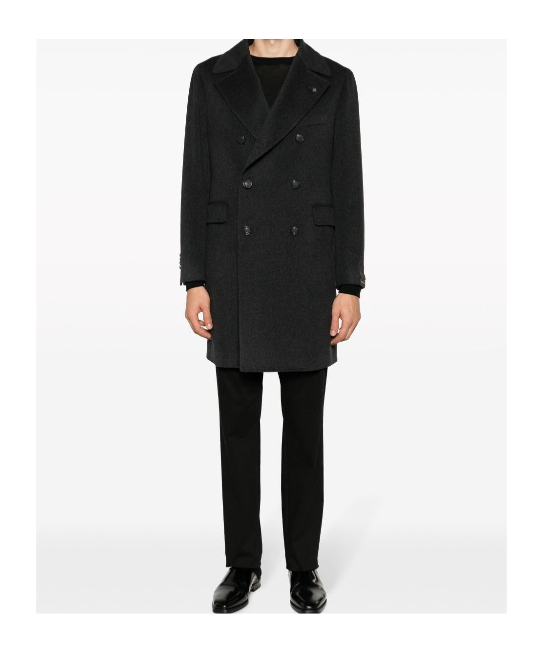 Tagliatore Black Double-breasted Coat With Four Pockets In Black