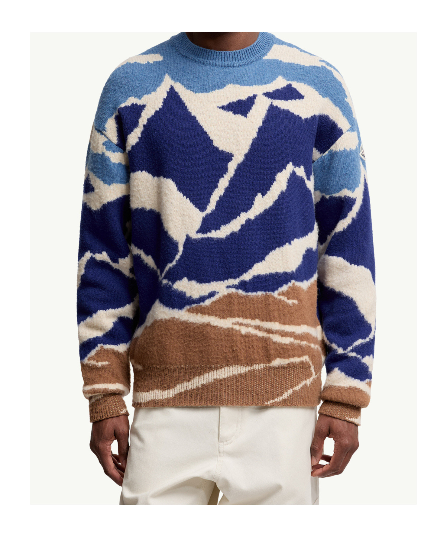 Moncler Mountain Jacquard Wool Sweater In Blue