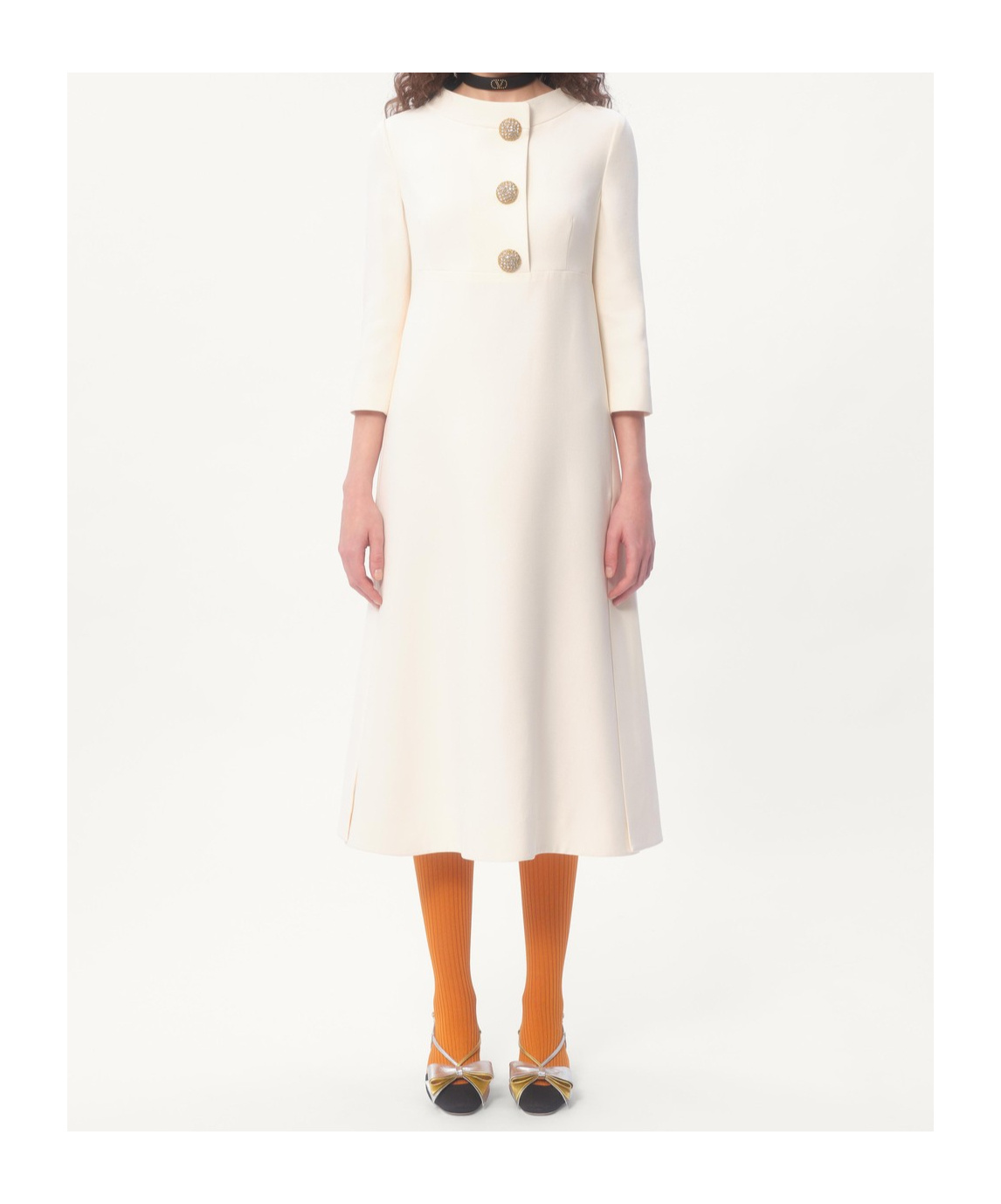 Valentino Virgin Wool-silk Midi Dress In White
