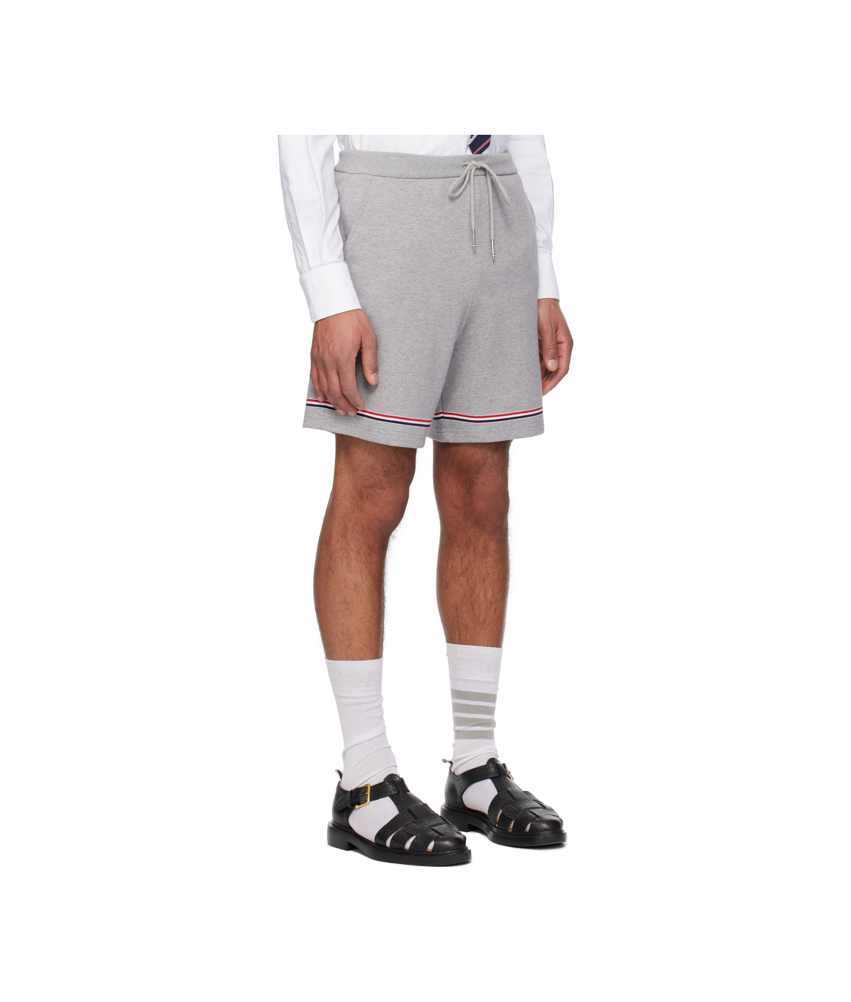 Thom Browne Elastic Waist Shorts In Gray