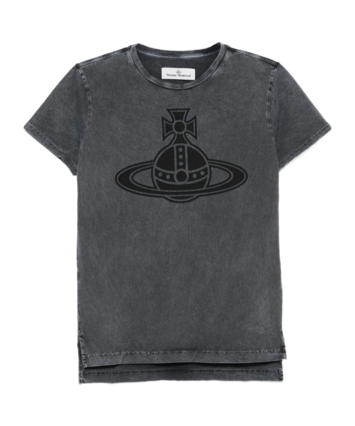 Vivienne Westwood Graphic Print Round Neck Short Sleeve T-shirt In Black