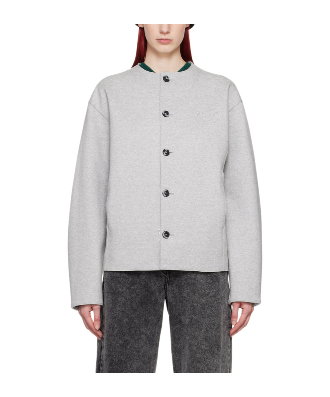Ader Error Round-collar Button-down Sweater In White