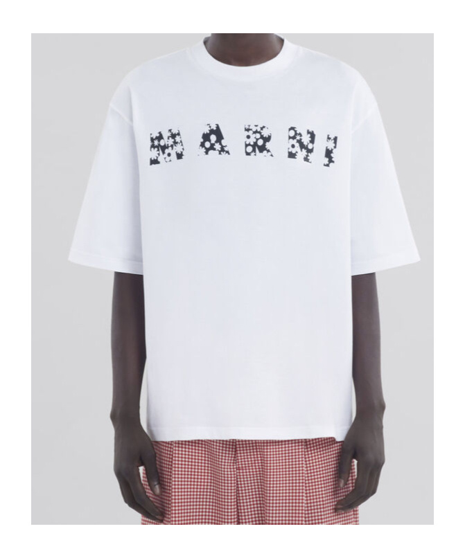 Shop Marni Black T-shirt With Pop Fields Logo In White