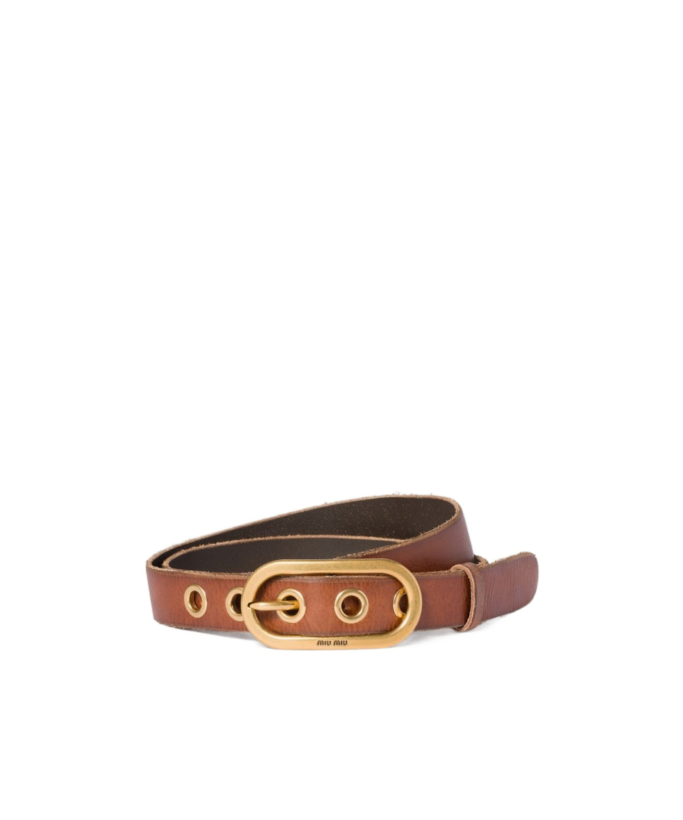 Miu Miu Leather Belt In Brown