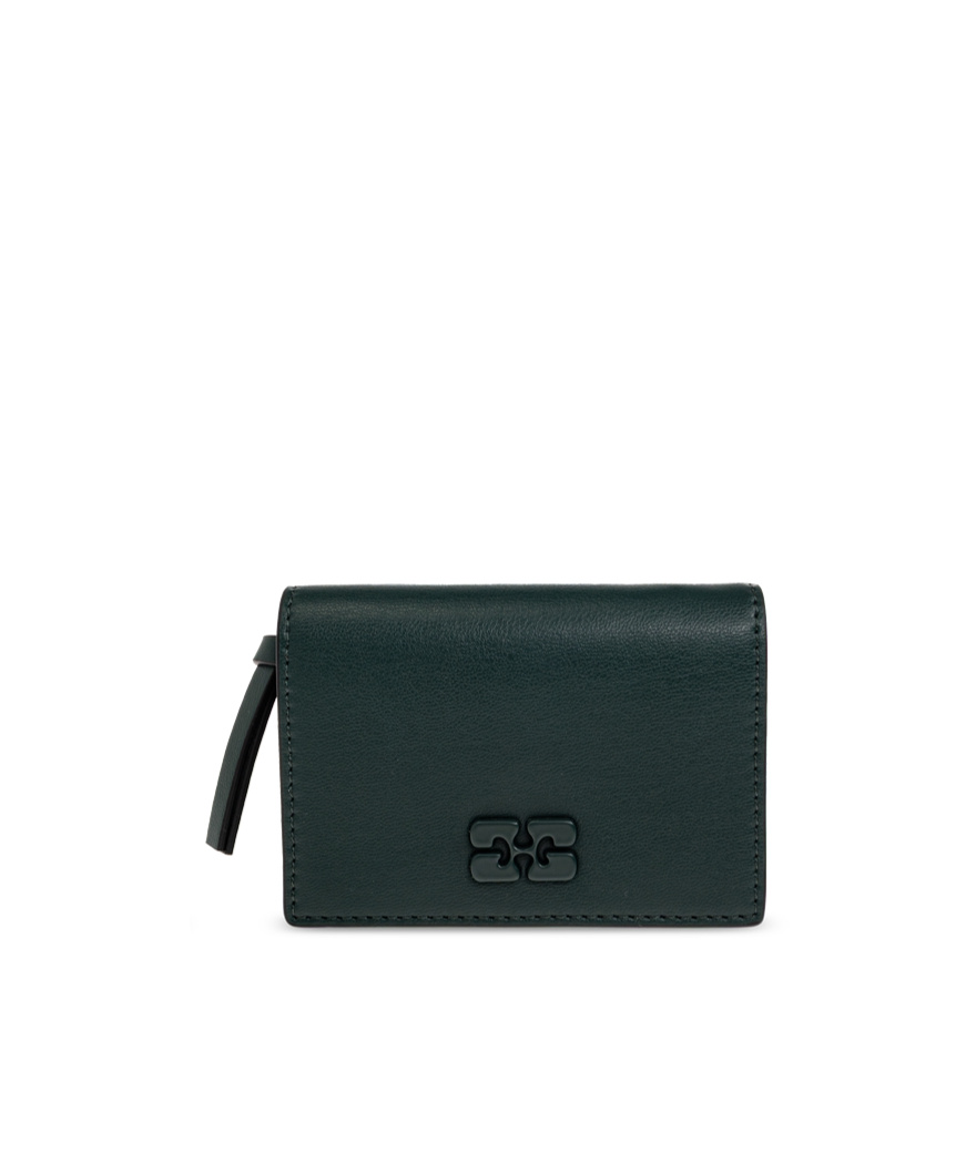 Ganni Logo-plaque Wallet In Green