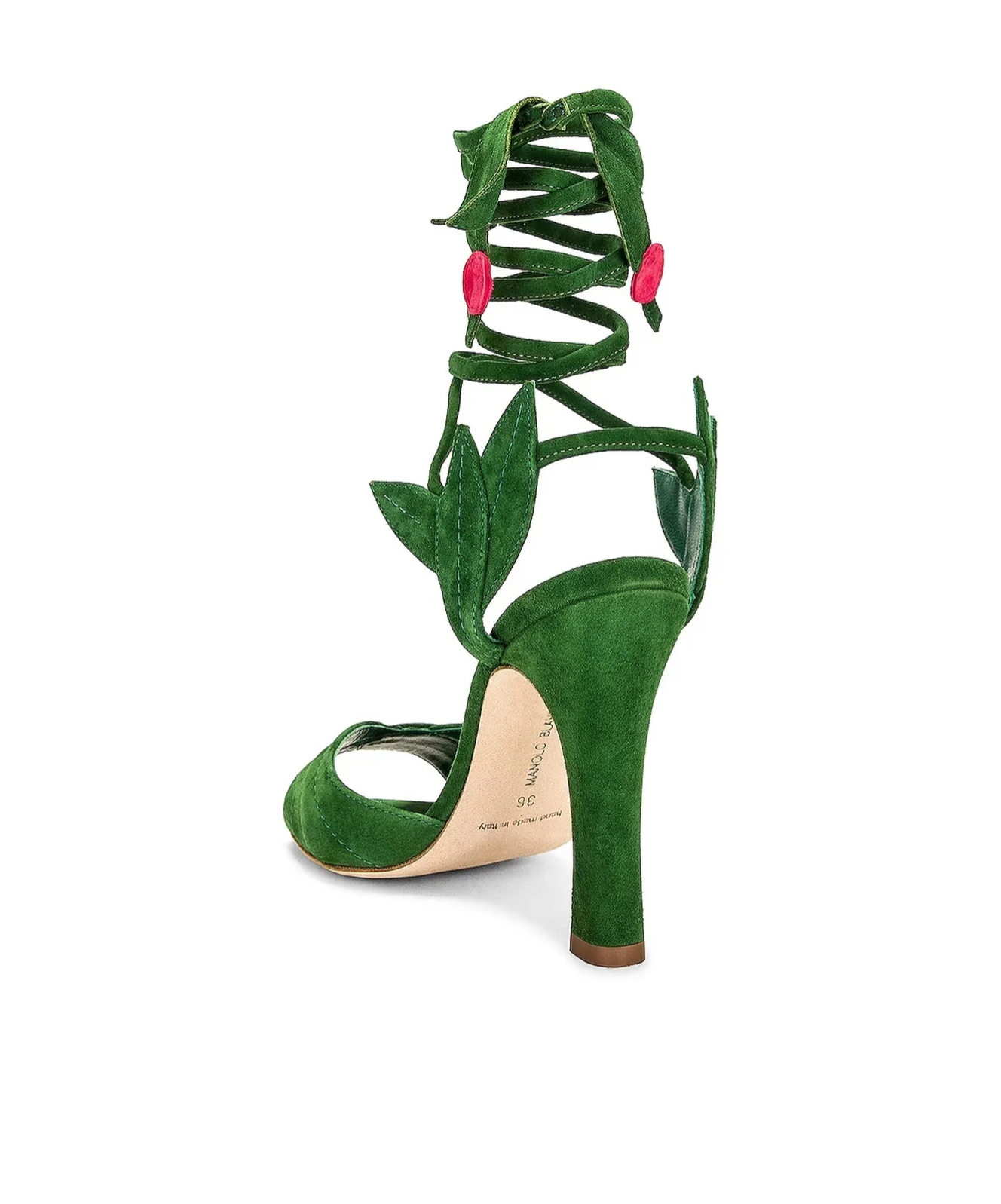 Manolo Blahnik Ossie 105mm Suede Lace-up Sandals In Green