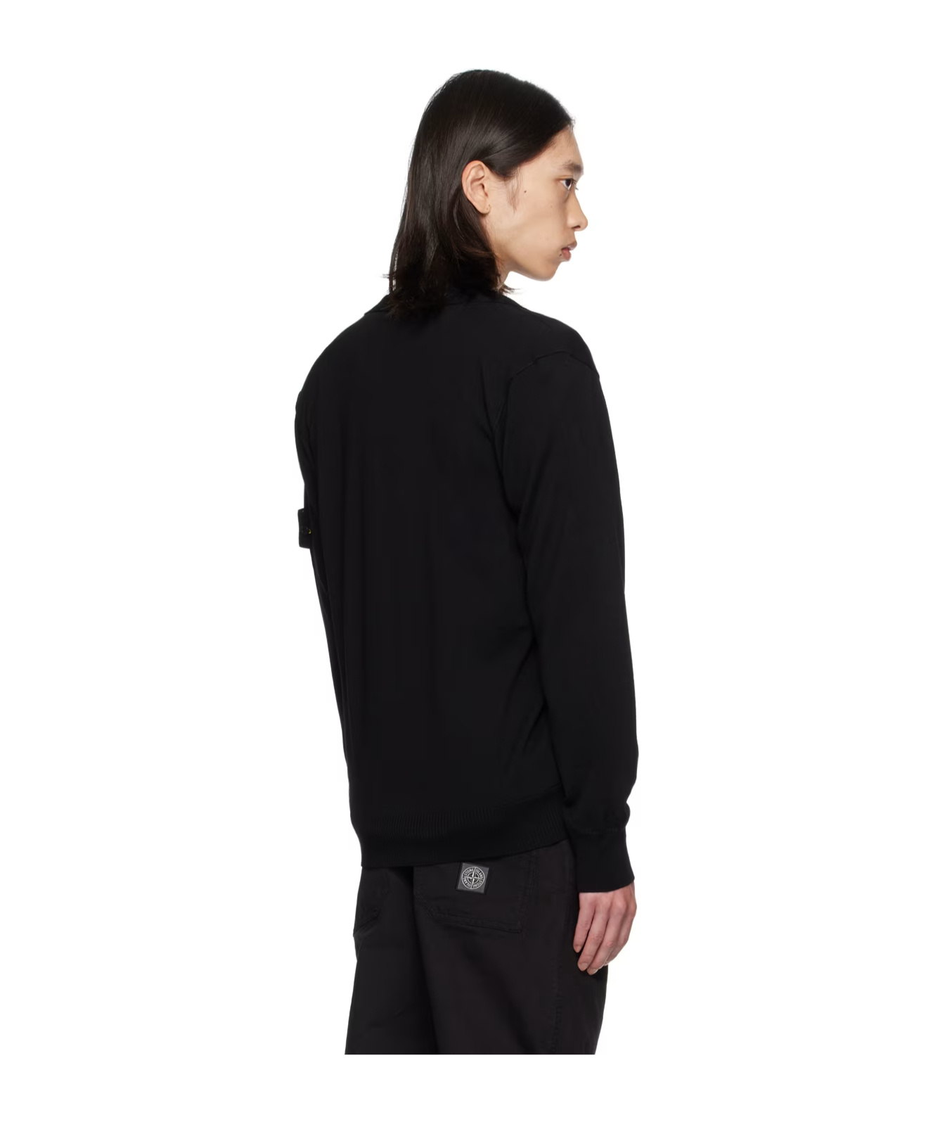 Stone Island Black Patch Cardigan In Black