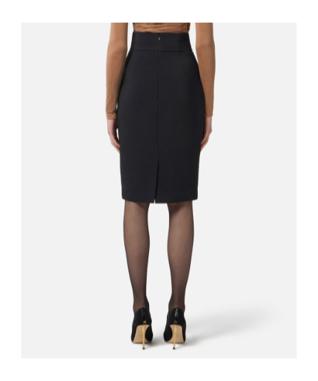 Elisabetta Franchi High Waist Back Slit Knee-length Skirts In Black