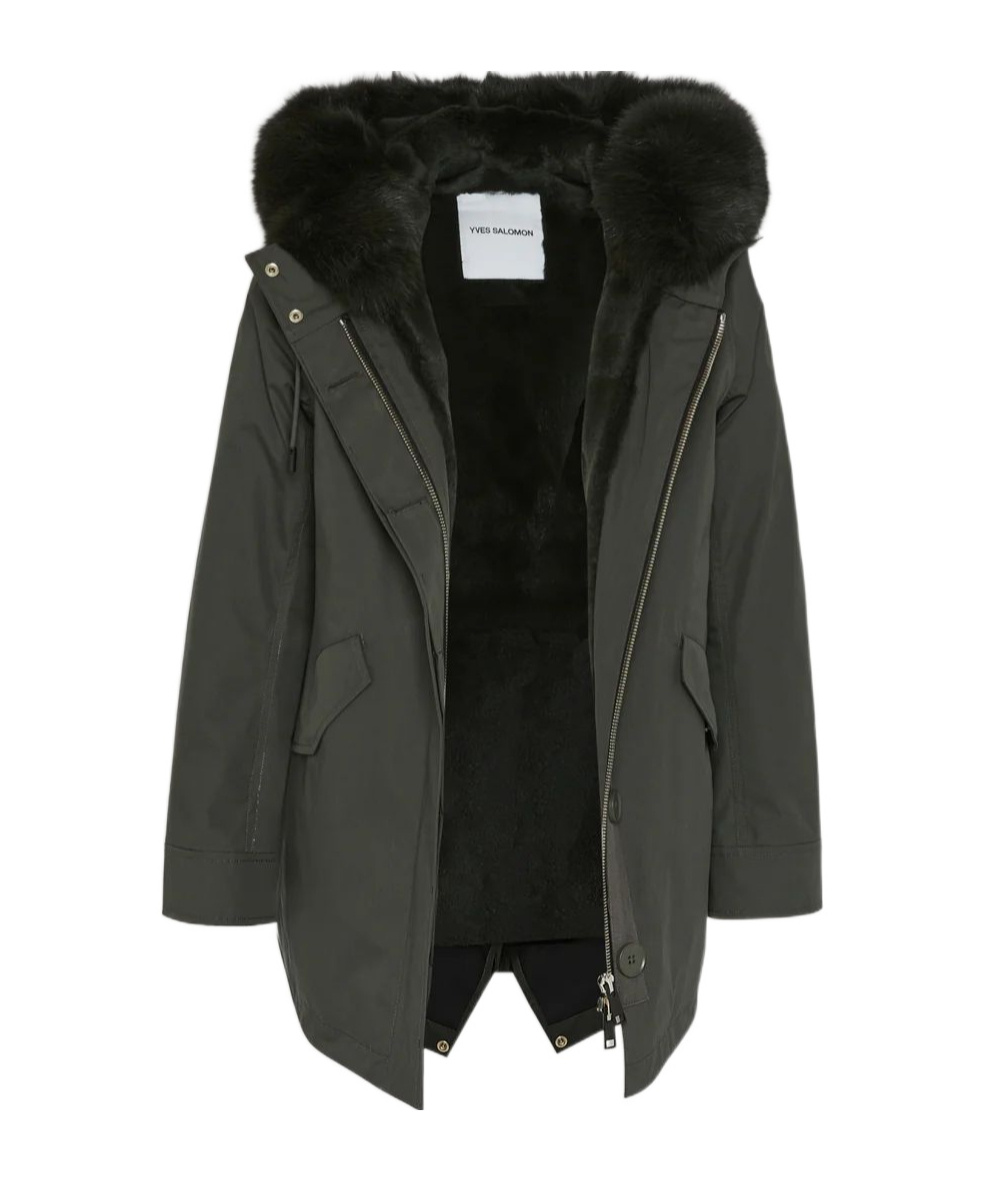 Yves Salomon Long-sleeved Cotton-padded Jacket In Gray