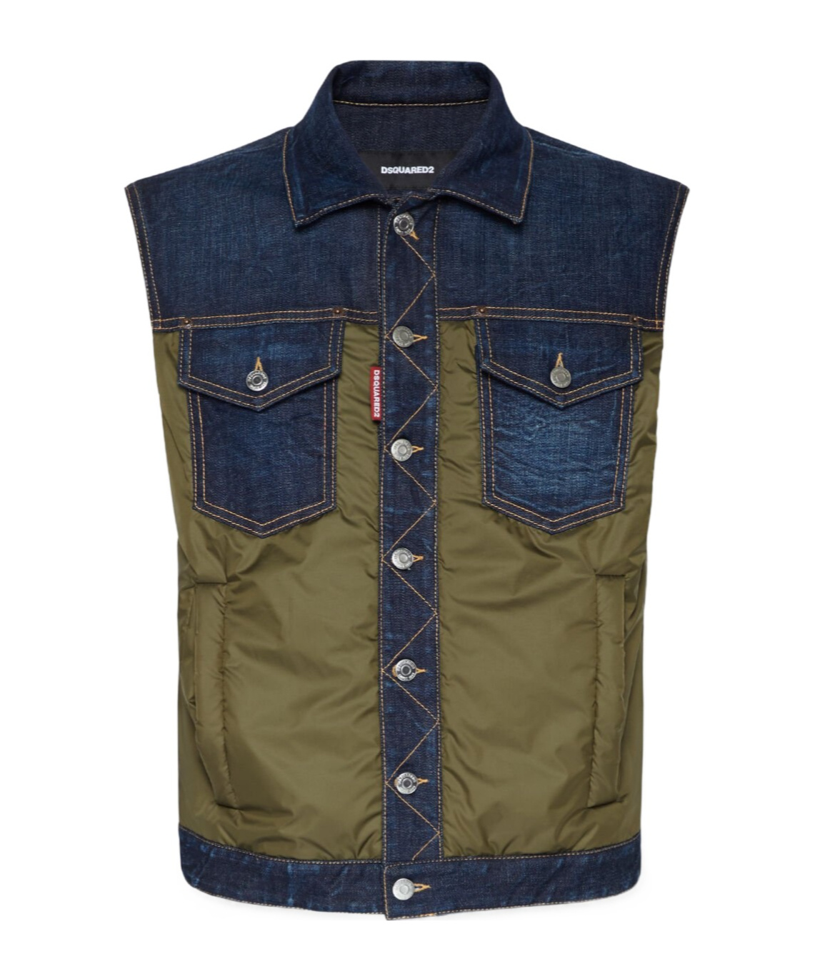 Dsquared2 Pocketed Denim Vest In Green