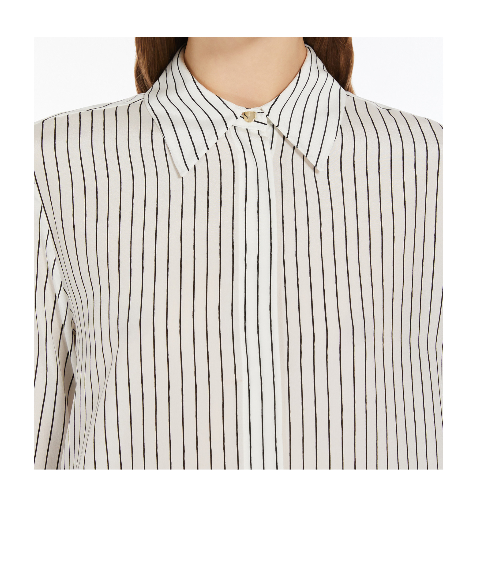 Max Mara Printed Crepe De Chine Shirt In White