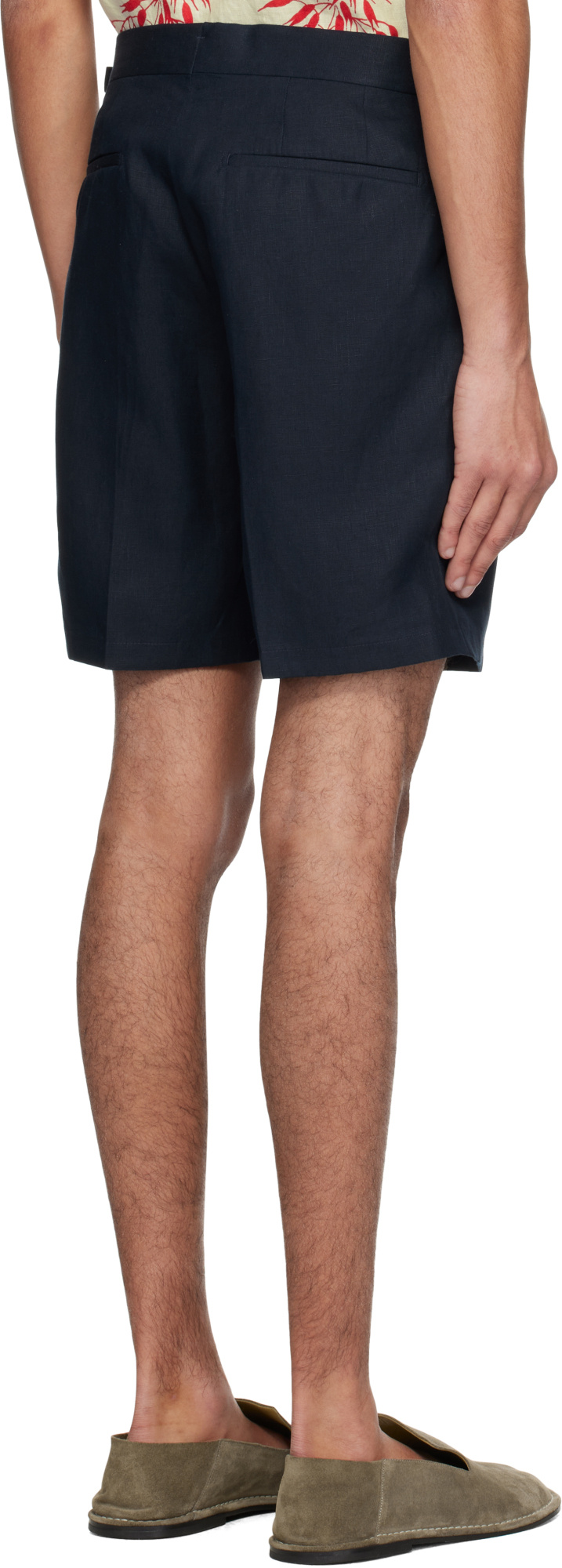 Orlebar Brown Navy Norwich Italian Linen Shorts In Black