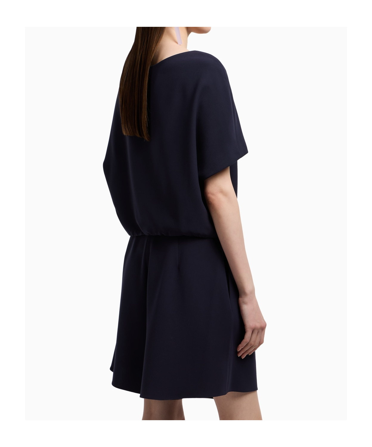 EMPORIO ARMANI TECHNICAL CADY BLOUSE WITH GATHERED HEM