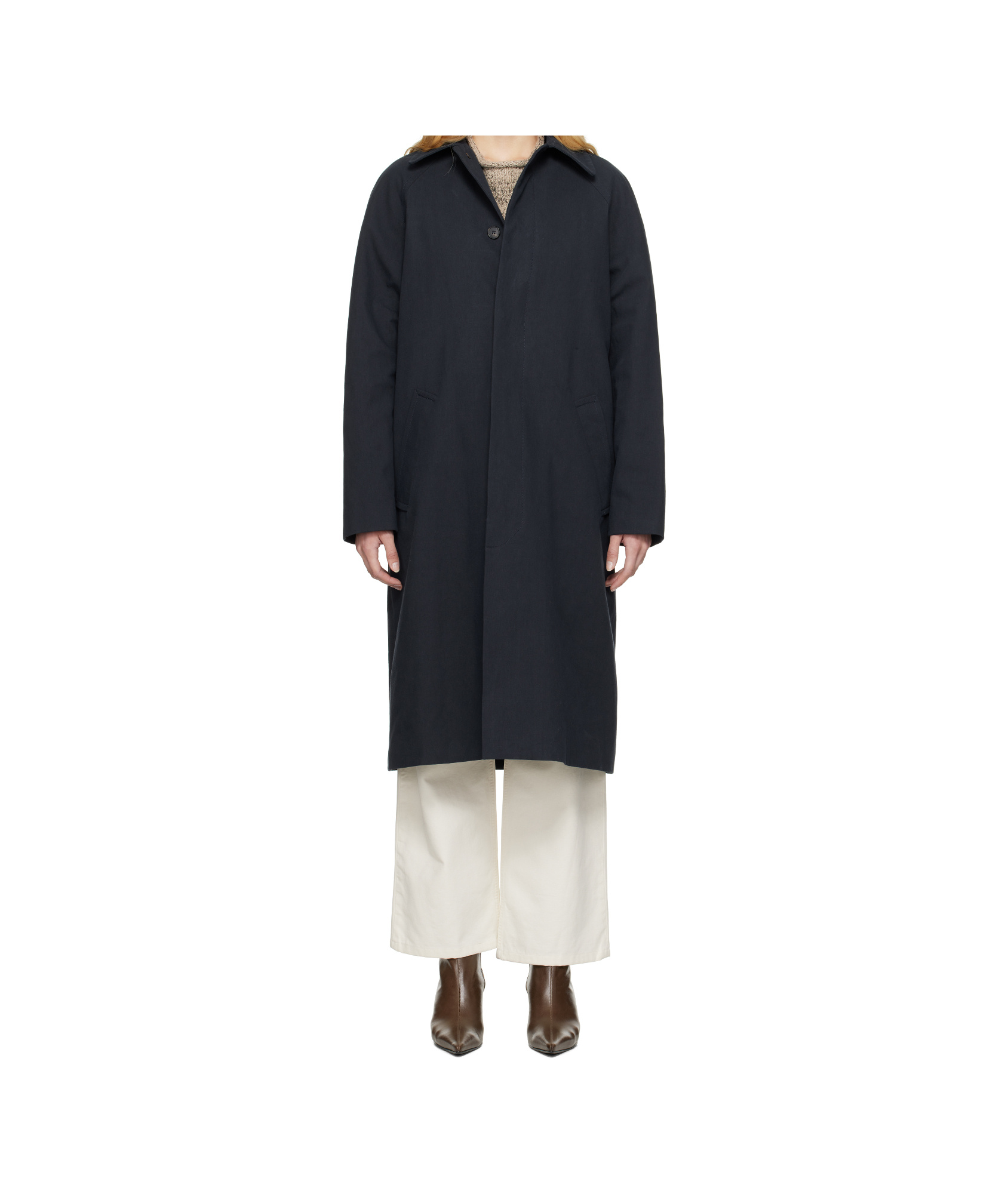 Apc Navy Mac Eduoard Trench Coat In Navy Blue