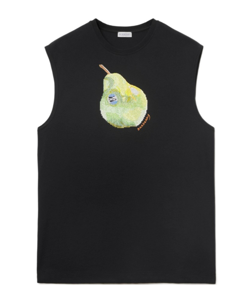 Burberry Pear-print Cotton Tank Top In Black