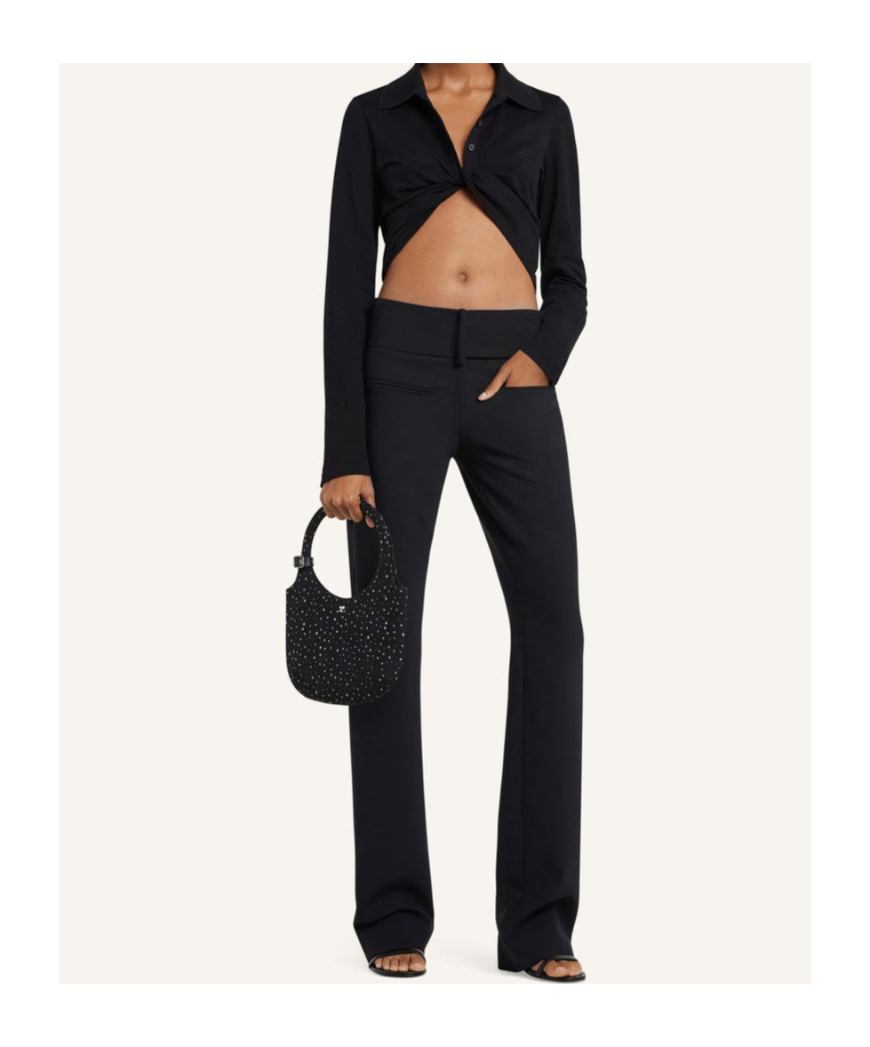 Courrèges Courregès Polo Twist Piqué Crop In Black
