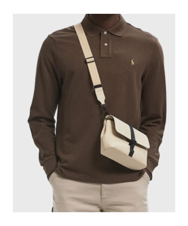 Polo Ralph Lauren Textured Knit Long-sleeve Polo With Classic Collar In Brown