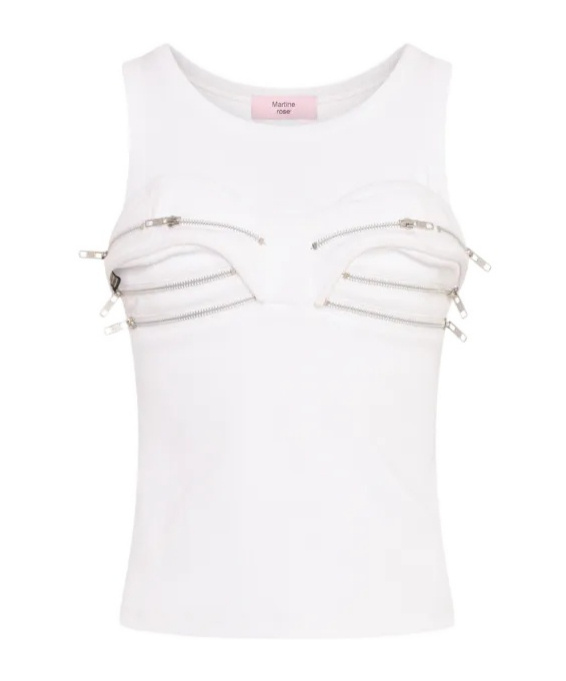 Martine Rose Zip Tank Top In White