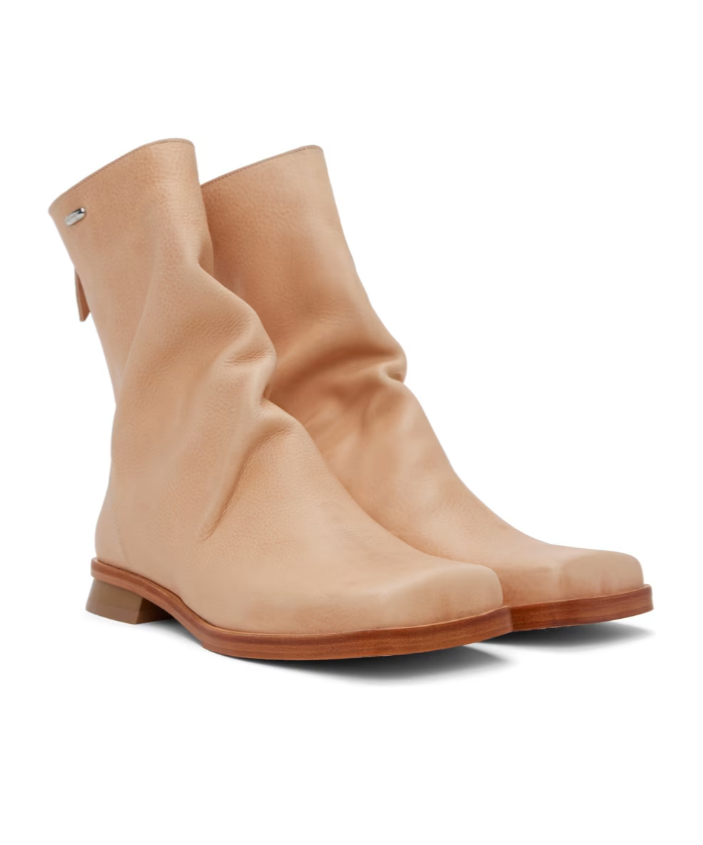 Our Legacy Beige Blunt Boots In Nude