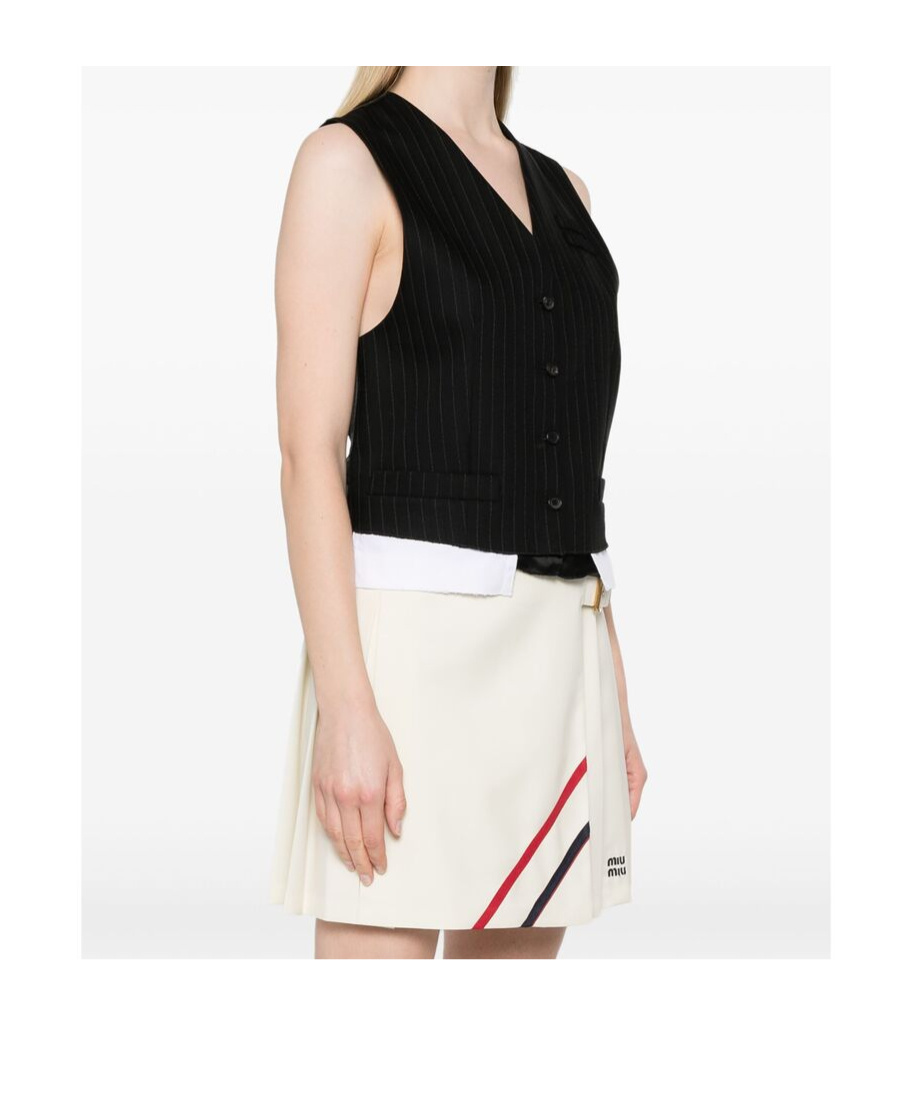 Miu Miu Pinstriped Waistcoat In Black