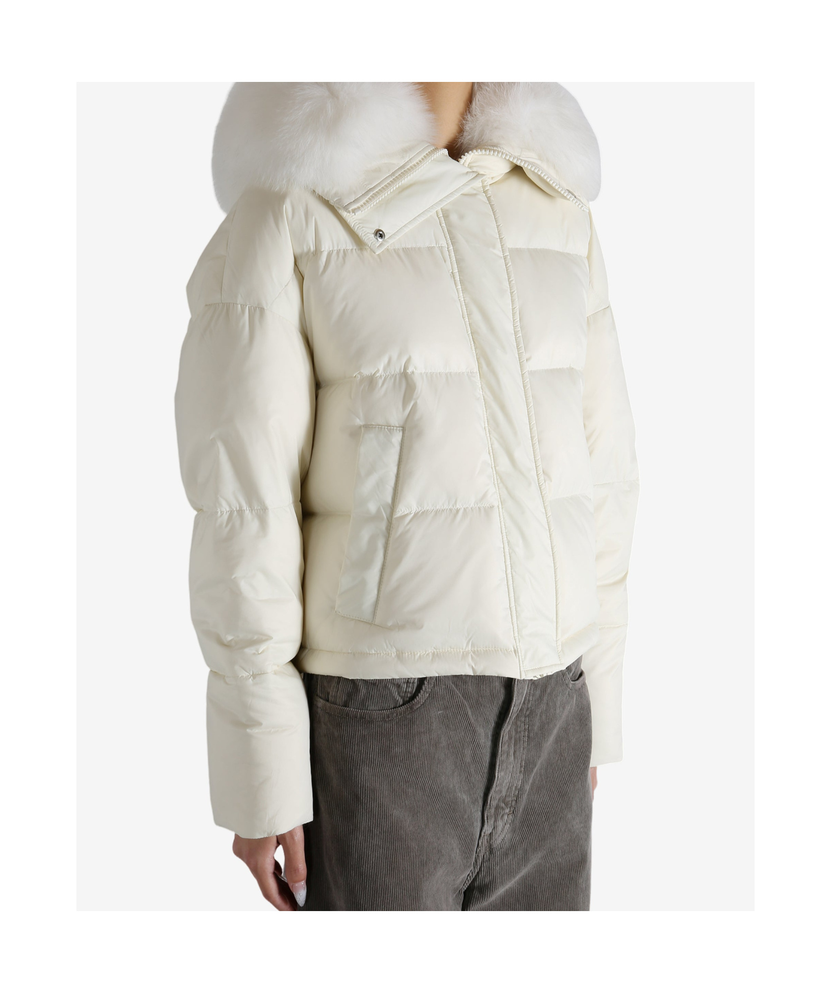 Yves Salomon Short Fox Trim Down Jacket In Multi