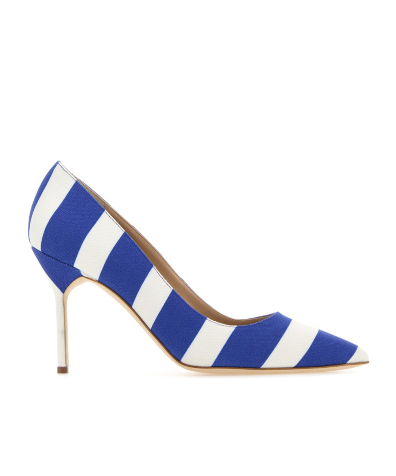 Manolo Blahnik Bb Stripe Cotton Stiletto Pumps In Blue
