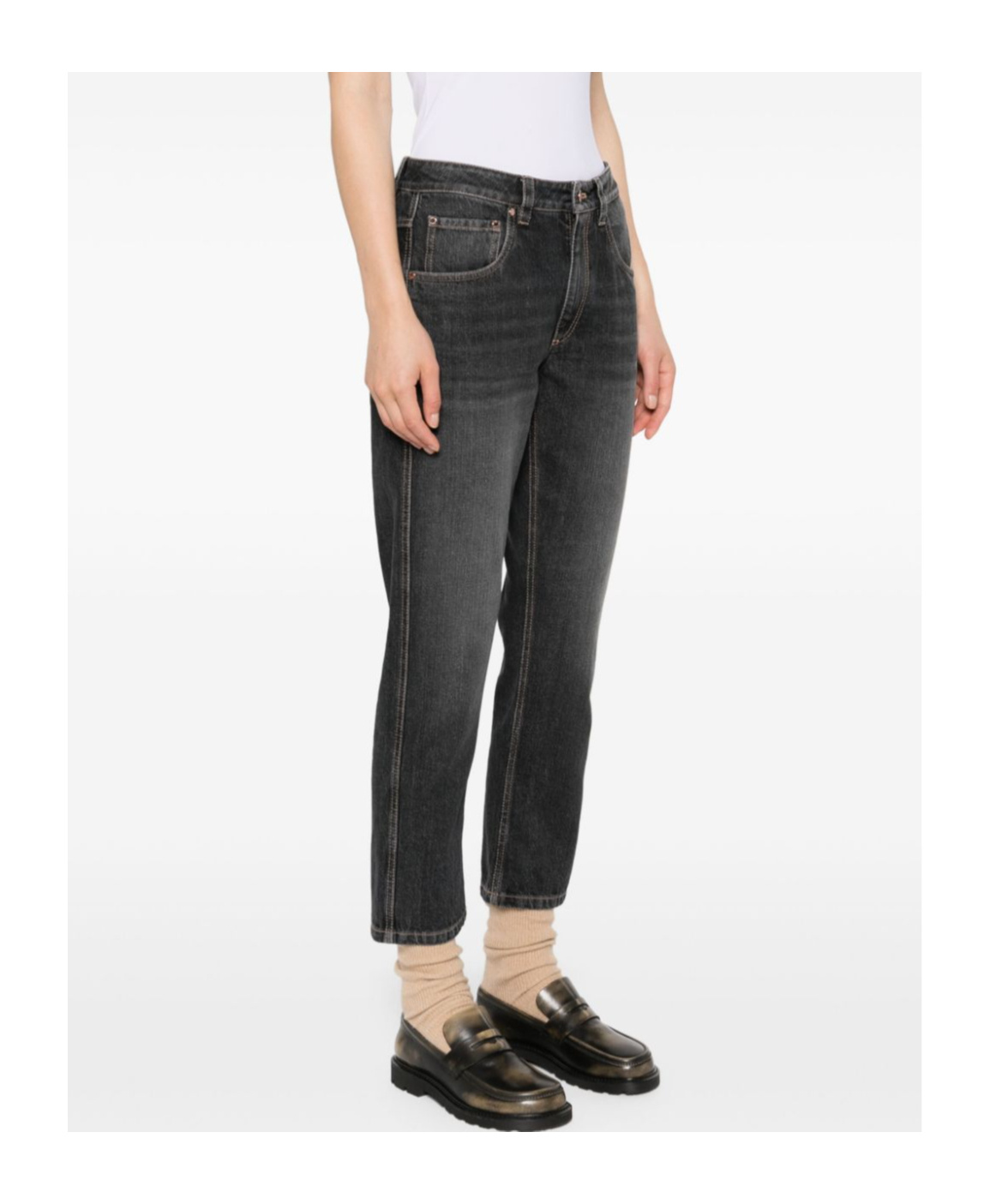 BRUNELLO CUCINELLI MONILI-DETAIL COTTON JEANS