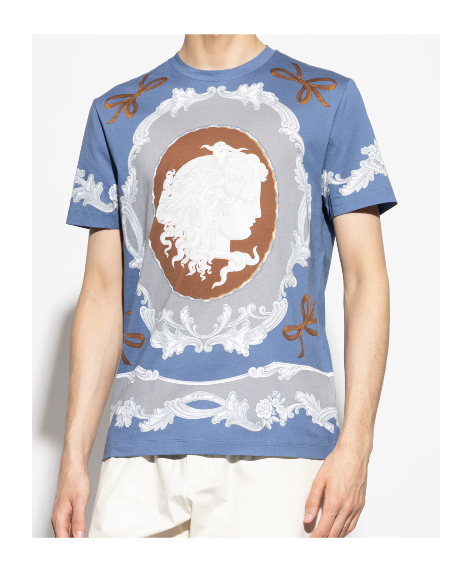 Versace Short Sleeve T-shirt In Blue