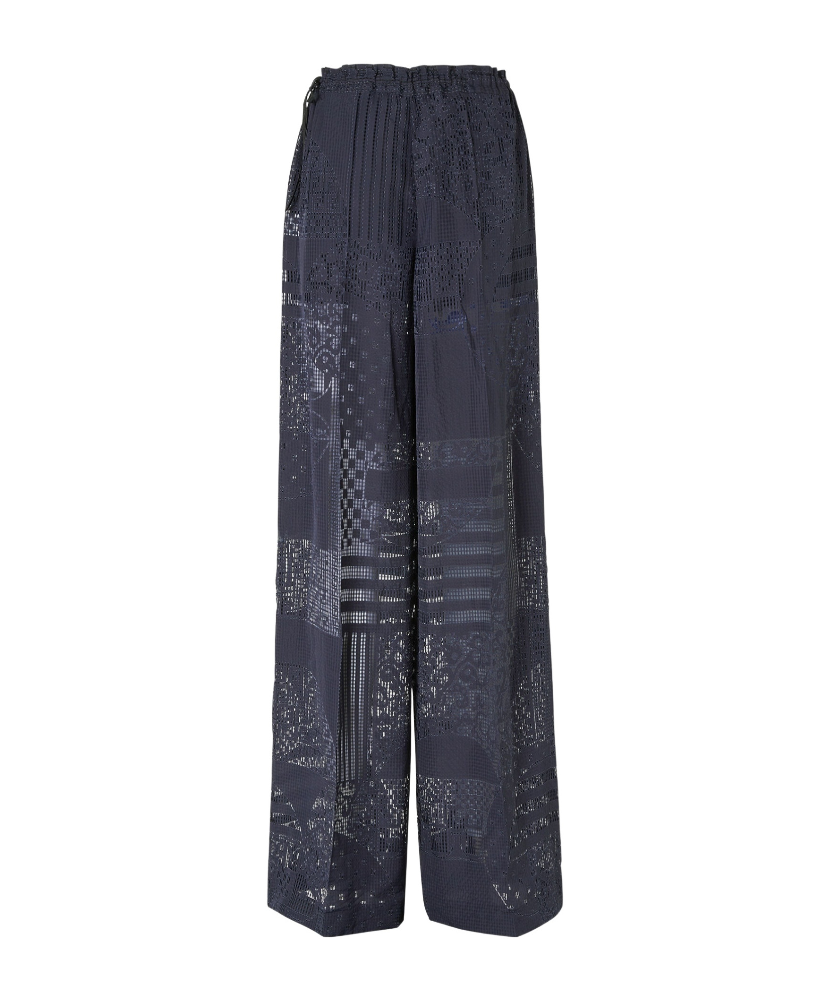 Fendi High Waist Wide Leg Trousers In Sheer Patterned Fabric In Blue