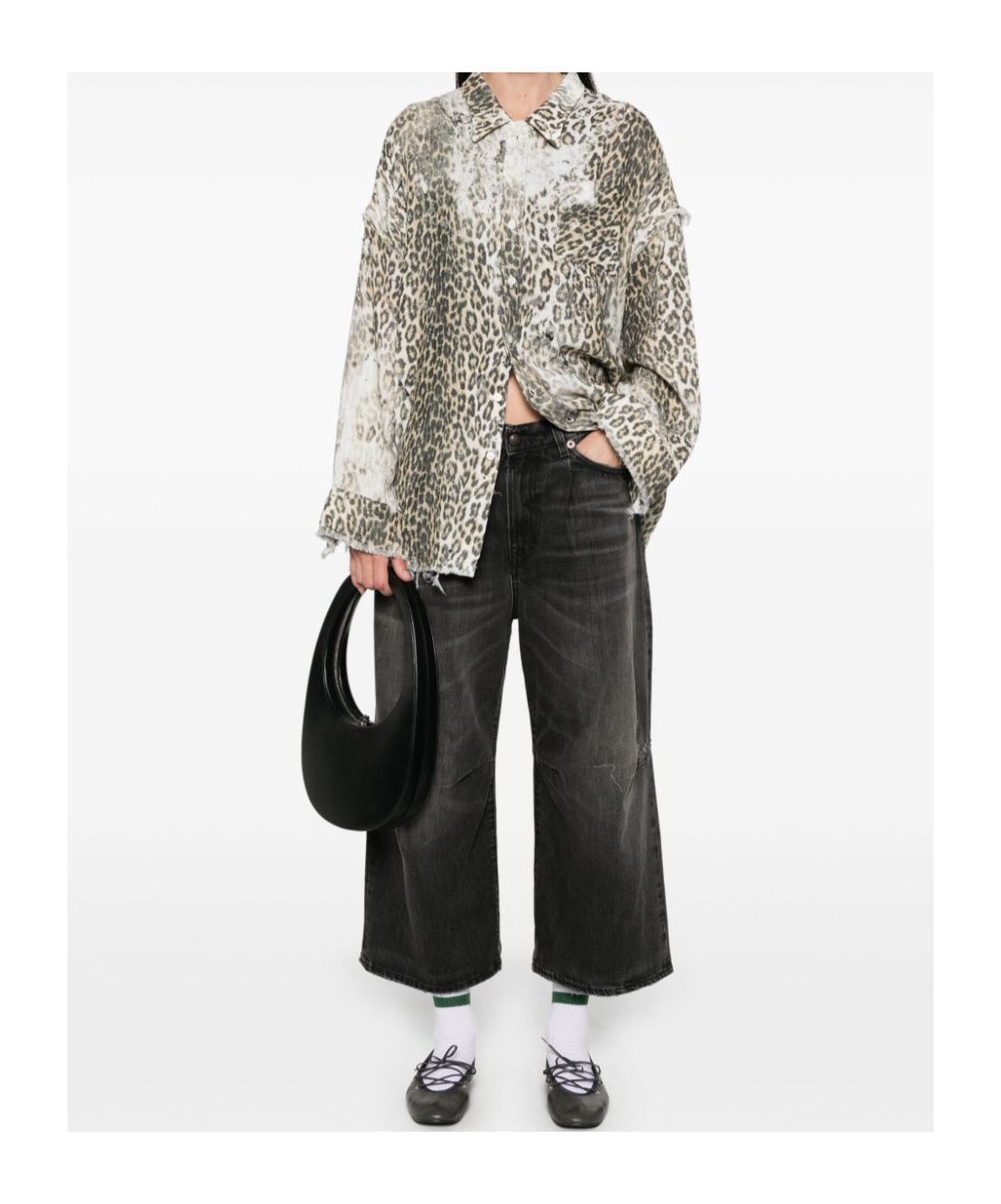 R13 Cropped Wide-leg Jeans In Black