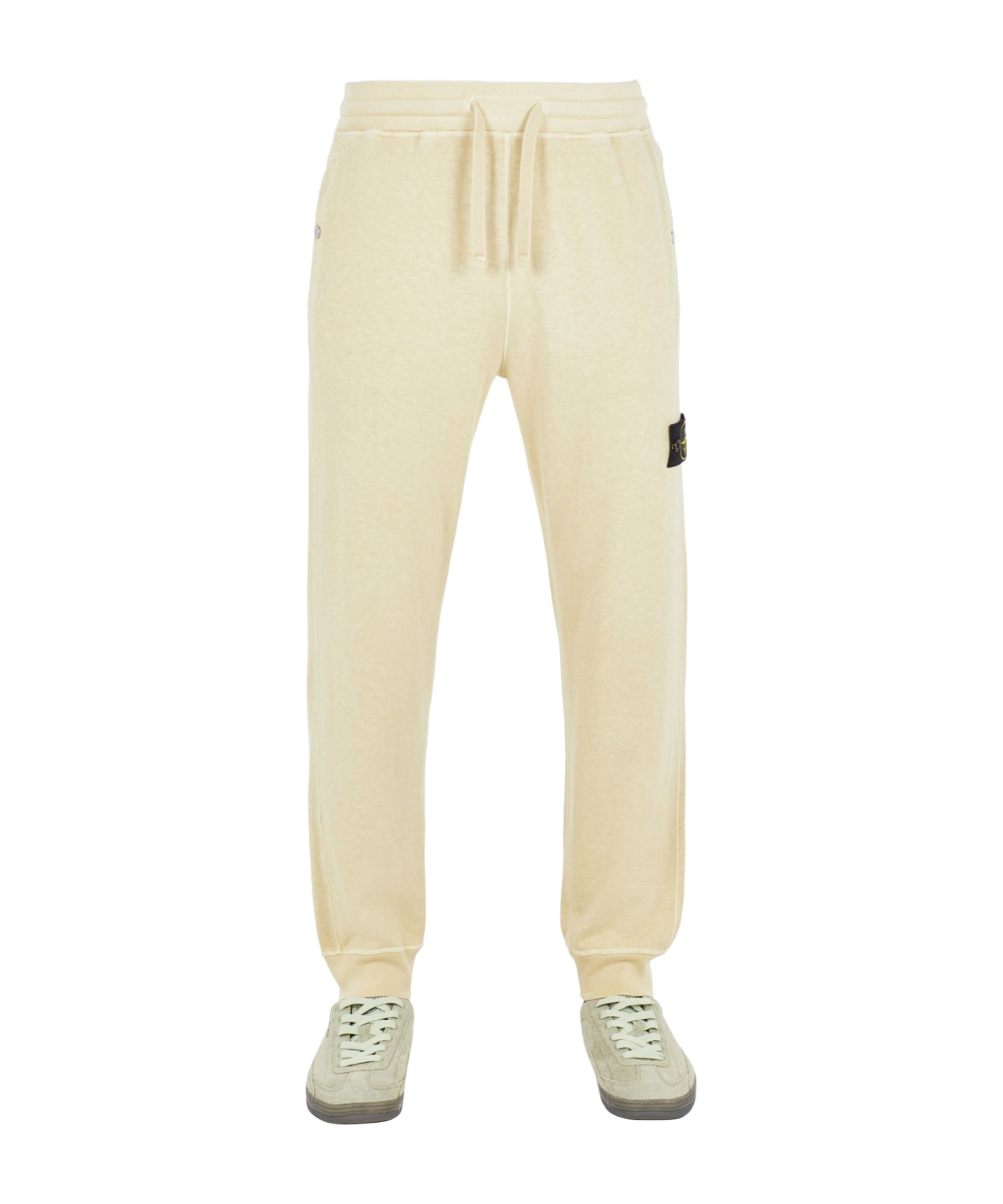 Stone Island Fleece Trousers Beige Cotton In Nude